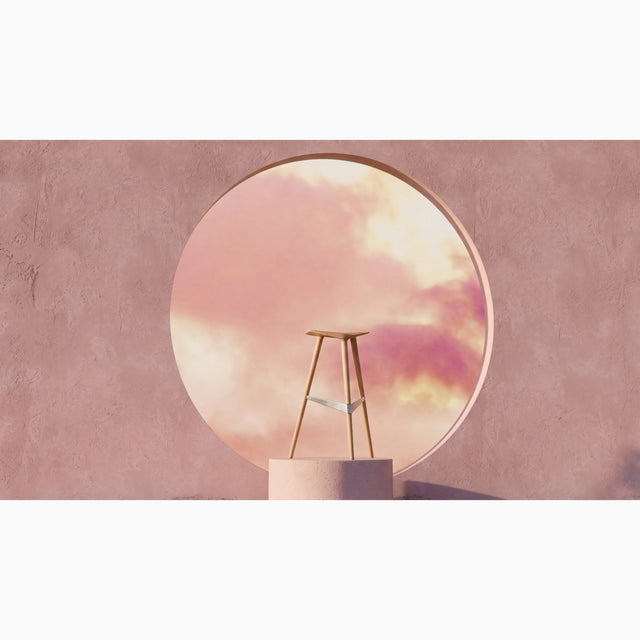 Delta bar stool displayed on a podium showing its streamlined form.