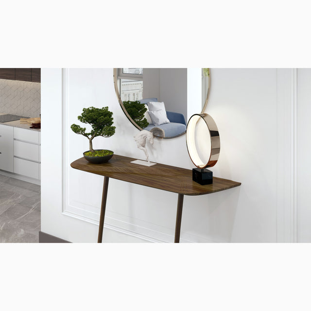The 4 platforms across the top of the Terrace console table allow items to be displayed in an elegant and unique manner.