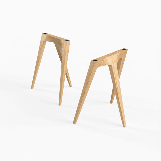 Flex trestle desk legs in solid oak, sold as a pair for home office desks.