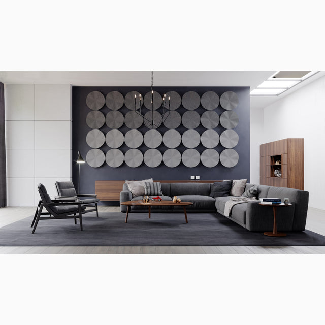 Designed to help you achieve your noise management targets Flutter Acoustic Panels reduce sound in high traffic or designated quiet areas by absorbing, diffusing and dispersing sound waves. Flutter is available in wall mounted or suspended options.