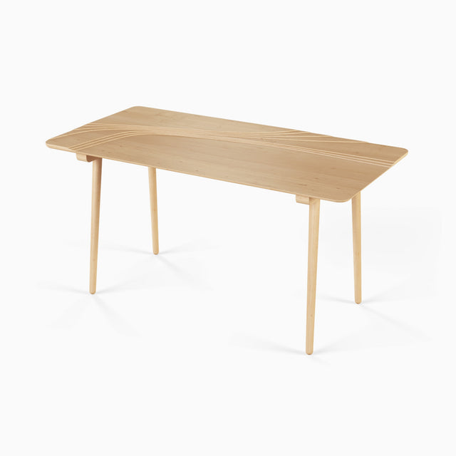 The smart, elegant Terrace desk (without drawers) in American Maple.