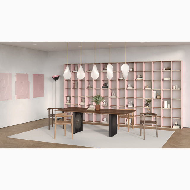 When viewing this green/pink P.O.V. bookcase from the right side it appears exclusively pink.