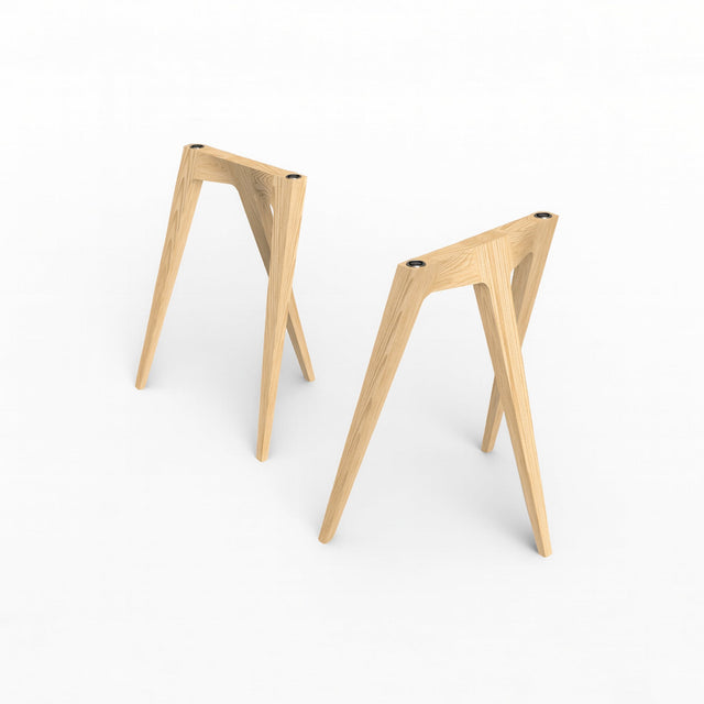 A pair of Flex Trestle Desk Legs in solid Oak. Flex comes in 2 sizes, for desks and larger dining tables.