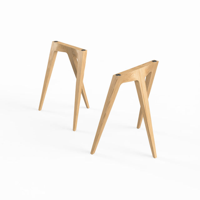 Flex trestle desk legs in solid oak, sold as a pair for home office desks.