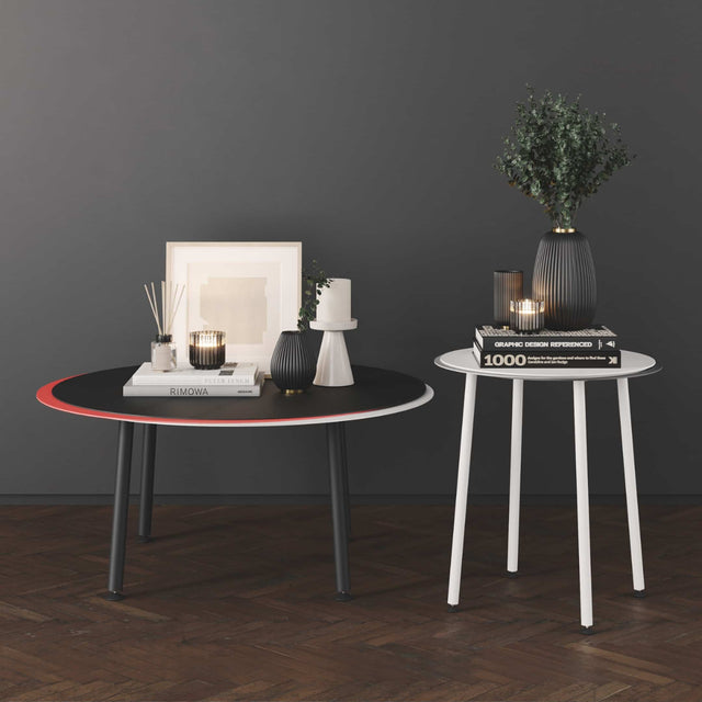 The Stacked coffee table and side table in two different colour ways.