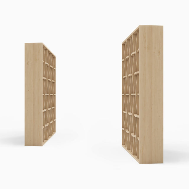 Side view of two Weave bookcases. From this angle the weave framework become much more discernible.