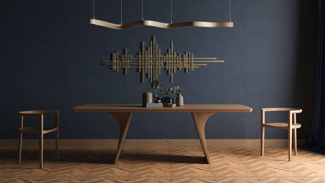 The Veer dining table’s large format design and sculptural legs makes a real statement in this dark, edgy interior. 